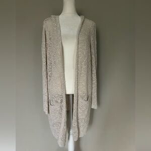 Cynthia Rowley Women’s Cream Knit Open Front Hooded Cardigan Sweater Medium